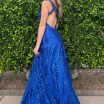 Macy's Nina Canacci Prom Dress Nina Canacci 4304 royal blue sequin and tulle gown with an open bac Photo 0