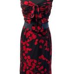 Tory Burch NWOT! Silk Dress with Black and Red Leaf Print - Size 8 Photo 0