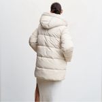 Mango CREAM COLOR HOOD QUILTED WATER REPELLENT COAT SIZE XXS NWT Photo 3