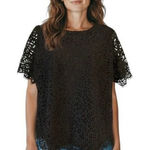 Philosophy  Women’s Lace Overlay Top – Size Large – Black– Modern Photo 0