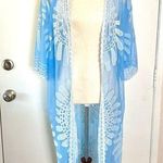 Rebellion  Again Swim Blue Floral Lace Embroidery Beach Cover Up Photo 0