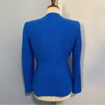 ZARA  Women Blue High Neck Double Breasted Textured Tailored Cotton Blazer Size M Photo 10
