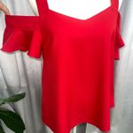 Alya  Women’s Top Red Cold Shoulder Short Sleeve Size Medium Photo 6