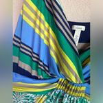 Soma  Soft Multicolor Tropical Floral Stripe Print Surplice Max Dress XL Photo 4