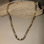 Mens 18K Gold Plated Figaro Chain Necklace 20 Inches Lobster Clasp Quarter Inch Photo 2