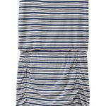 Athleta  Dress‎ Women's Small White Blue Mini Striped Jersey Knit Tulip Stretch Photo 0