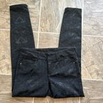 Sundance  Floral Embroidered Jacquard Straight Leg  Black Pants Size 4 Photo 2