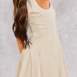 Pretty Little Thing STONE STRETCH WOVEN RACER PLEATED SHIFT DRESS Photo 1