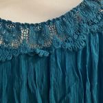 Westport 1962 Womens Boho Blouse Teal Green S Oversized Bust 40” Crochet Neck Photo 5