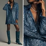 Anthropologie Flat White Sequin Tunic Dress, Size S Photo 1