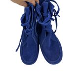 Maje  Noreen Wedge Fringe Suede Moccasins in Cobalt Blue Photo 1