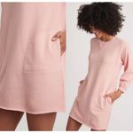 Marine layer Womens Sweatshirt Dress XL Seashell Pink 3/4 Sleeve Raw Hem Pockets Photo 2