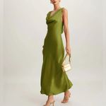 Rihoas Green Satin Cowl Neck Maxi Dress Size 4 Photo 3