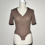 Madewell | Ribbed Short-Sleeve Polo Thong Bodysuit Photo 1