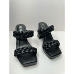 Anne Klein Sandals Womens Size 5.5 Black Braided Double Strap Slip On Heels Photo 2