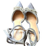 EXPRESS  Rhinestone Bow Pointed Toe Heel Gray Sz 9 Photo 2
