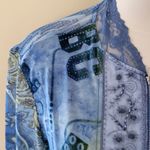 Jaipur blue paisley mesh velvet bomber jacket size small Photo 1