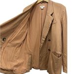 Anthropologie Maeve Oversized Double-Breasted Linen Blazer Camel Tan size 8 Photo 3