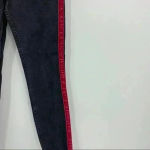 ZARA  Black Washed High Waisted‎ Red Velvet Stripe Jeans Size 4 Photo 6