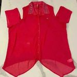 Apple Bottoms Vintage ColdShoulder Sheer ButtonUp Blouse Women 3X Studded Collar Photo 0