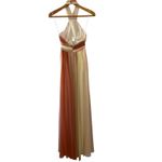 Cinq à Sept Eileen Silk Georgette Colorblock Halter Gown Pink Peach Size 2 Orange Photo 4