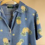 lemon grass Vintage 90's Large  Pineapple Denim Button Up Shirt Photo 5