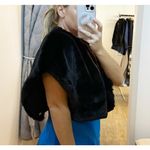 Talbots  Faux Fur Cropped Shrug Vest Black Medium Photo 1