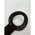 Chico's  Belt Adjustable Brown Leather Hook Silver Gold Tone Big Buckle Statement Photo 10