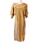 Vintage Indian Block Print Embroidered Neckline Cotton Kaftan Dress Yellow Size undefined Photo 10