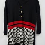 Misook Sweater Womens Size Large Black Red Pullover Stripped Crewneck Knit Photo 0