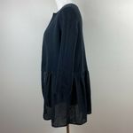 The Limited ‎ Cardigan Sweater M Black Sheer Hem Knit 3/4 Sleeve Open Front Photo 5