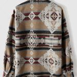Free Planet  Aztec Boho Western Flannel Jacket Brown Sherpa Shacket cabincore Photo 1