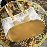 Elegant Canvas White and Gold Tote Bag Photo 4
