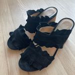 Free People Rosie Ruffle Mule Heels Black Suede Size 7 Photo 2