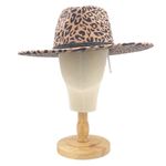 NWT Olive & Pique Leopard Print Wool Wide Brim Fedora Hat Tan Black Boho Fall Brown Photo 5