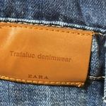 ZARA Womens  Trafaluc Denimwear Bib Dark Wash Overalls Skinny Distressed Pockets Photo 8