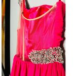 Ashley Lauren  Hot Pink Pleated Crystal Pearl Beaded One Shoulder Gown Size 8 Photo 10