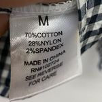 Grand & Greene Womens Navy and White Checkered Bell Sleeve Pearl Accent Top Sz M Blue Size M Photo 6