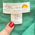 C&C California  Women's M Basic Green Shirt Dress 100% Linen Beachy Minimalist Photo 4