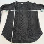 LL Bean Gray Fisherman Cable Tunic Cotton Pullover Crew Neck Sweater LARGE Photo 9