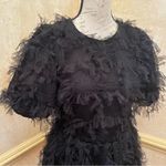Endless Rose Gridded Mesh Feathered Puff Sleeve Mini Dress Black Sz XS Photo 15