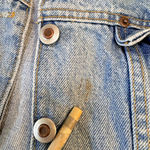 Vintage Authentic Real Ellemenno Denim Jacket Button Pockets Light Wash Medium Blue Photo 6