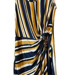 Allison Joy Striped‎ Knot Front Dress Navy Blue Gold White Sleeveless Casual Photo 1