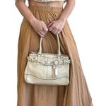 Coach Vintage Legacy Leather Satchel Tote Beige Woven Belt Tassel Charm Y2K Photo 4