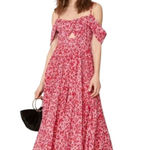 Fame and Partners Imina Jumpsuit Floral Print Open Shoulder Cut Out red pink 10 Photo 0