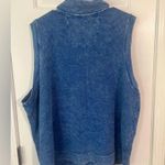 Michael Leu Collection vintage art to wear Cat button down patch vest top 1x Blue Photo 3