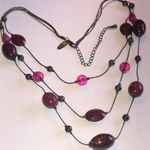 NY Brand Gunmetal Gray Dark Metal Pink Red Beaded Multi Strand Boho Necklace Black Photo 1