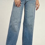 Oak Oat New York High Rise Square Pocket Wide Leg Raw Hem Denim Jeans Photo 0