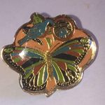 Independent Order of Odd Fellows Daughters of Rebekah Butterfly Bird Enamel Pin Orange Photo 1