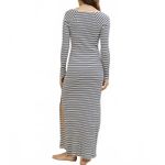 American Eagle AE Aerie Long Sleeve Knit Tie Front Maxi Dress Navy White NWT L Photo 1